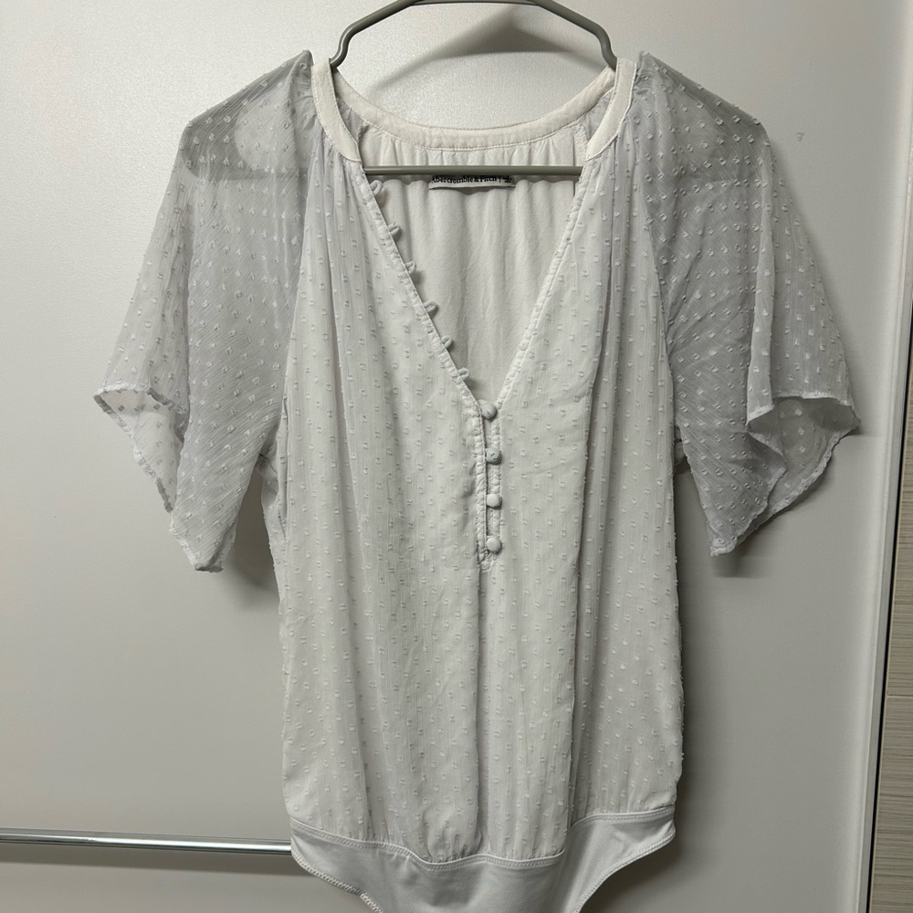 Abercrombie & Fitch White Dotted Bodysuit